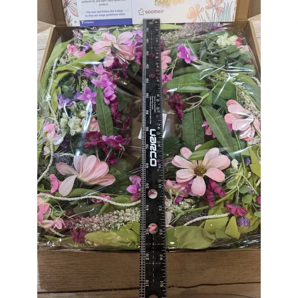 Soomeir Summer Spring Daisy Front Door Wreath 24